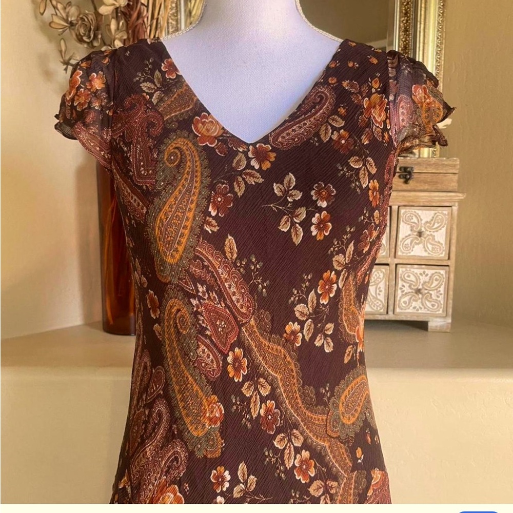 SOLD SOLD Tommy Hilfiger.Flutter sleeve maxi dress. Paisley print. S/M